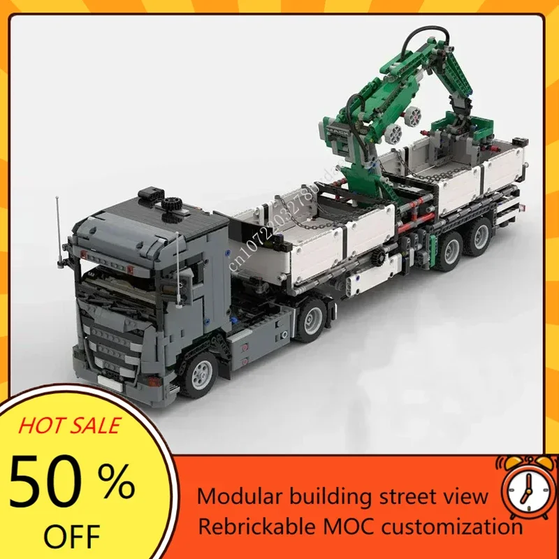

2368PCS MOC Building Block Grab Crane Trailer Truck Technology Bricks DIY Assembled Model Originality Toys Kids Holiday Gifts
