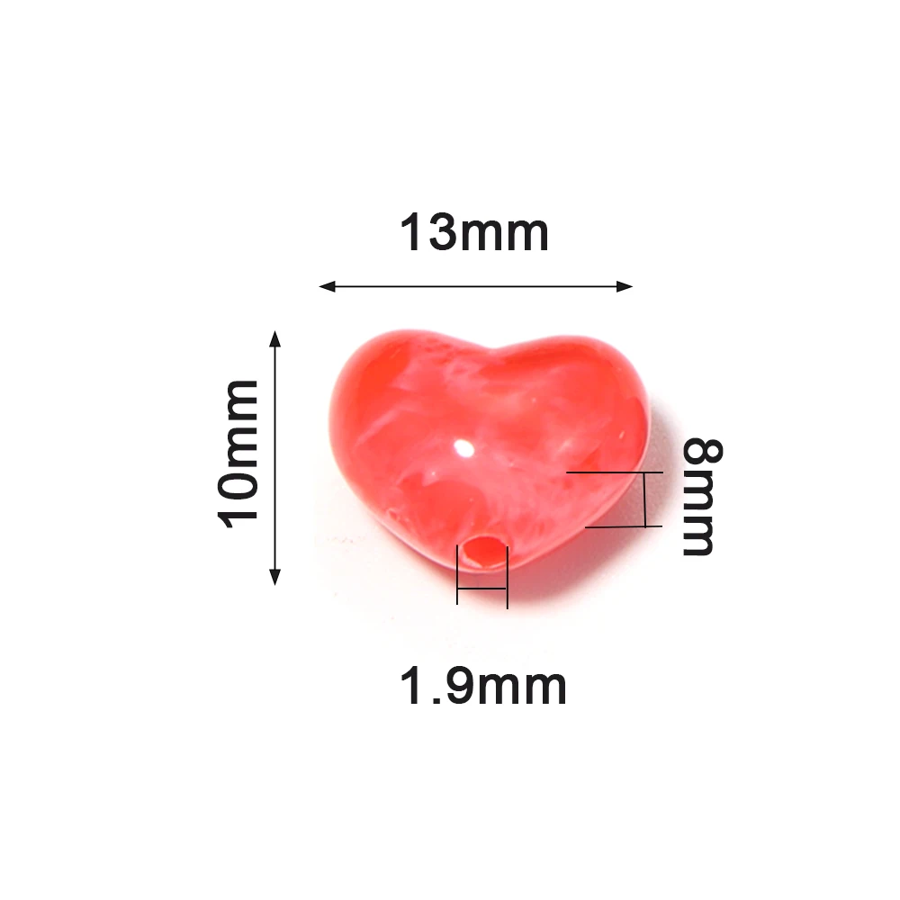 50pcs/lot Two-tone Marbling Heart Acrylic Beads Colorful Cloud Pattern Loose Spacer Beads For DIY Bracelet Earrings Accessories