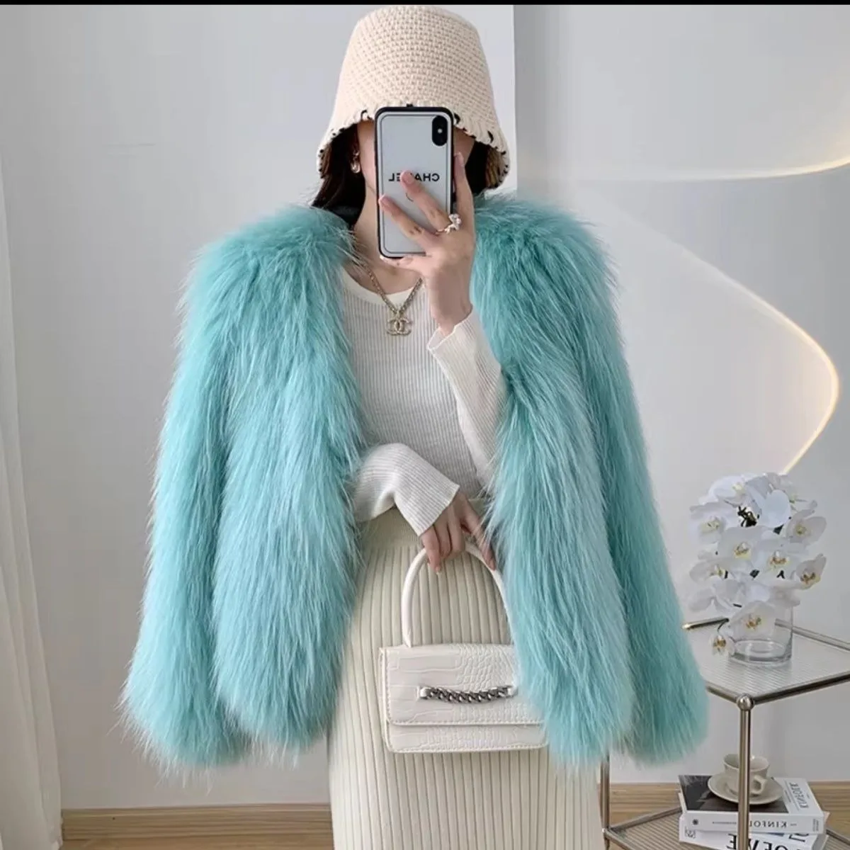 Hot Sales New Raccoon Fur Double Sided Weaving Jacket Encryption Thickening Raccoon Fur Jacket Natural Fur Fashion Short Coat