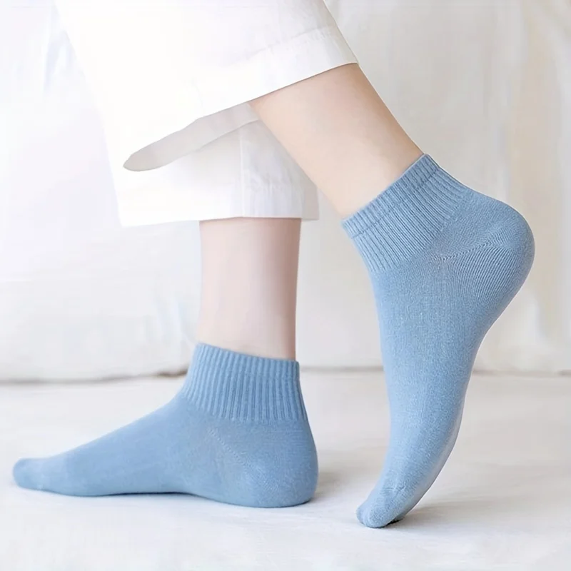 10 Pairs Solid Short Socks, Casual Comfy All-match Low Cut Crew Socks, Women's Stockings & Hosiery