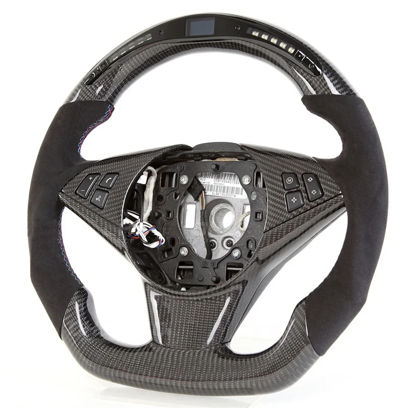 LED Display Suede Real Carbon Fiber Steering Wheel for BMW E64 630i 645ci 650i Custom Leather Steering Wheel Car Accessories 4