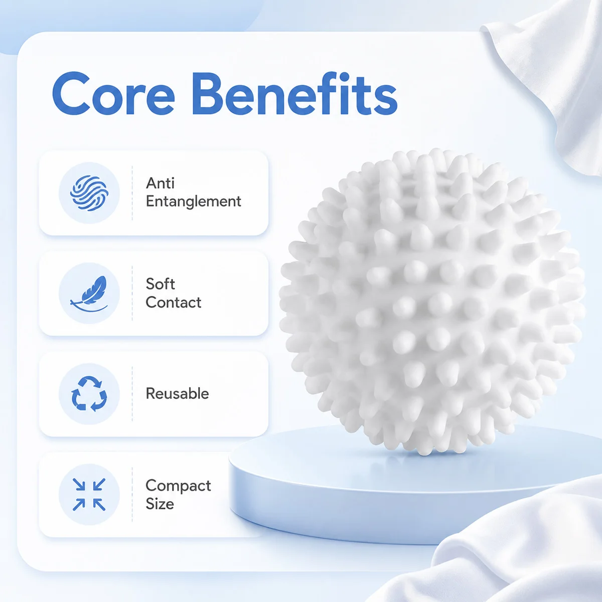 Anti Tangle Washing Machine Laundry Balls Reusable Soft Spike Fabric Separator For Shirts Towels Sheets Bedding Clothes More