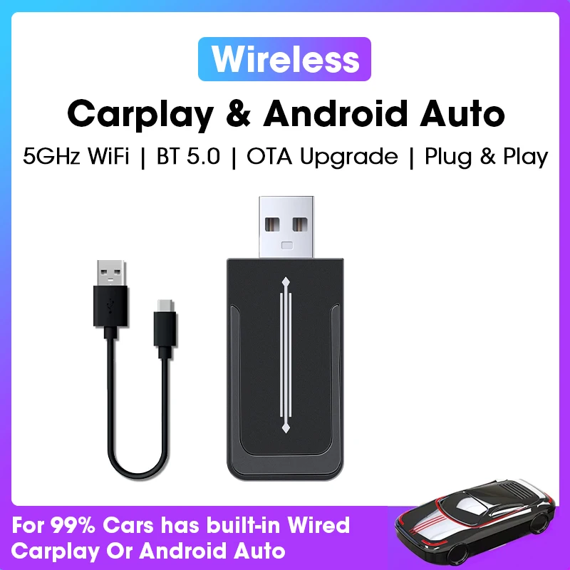 Mini Ai Car Box Wireless Carplay Android Auto 2 in 1 Adapter For Wired CarPlay Display To Wireless Smart Box OEM Upgrade