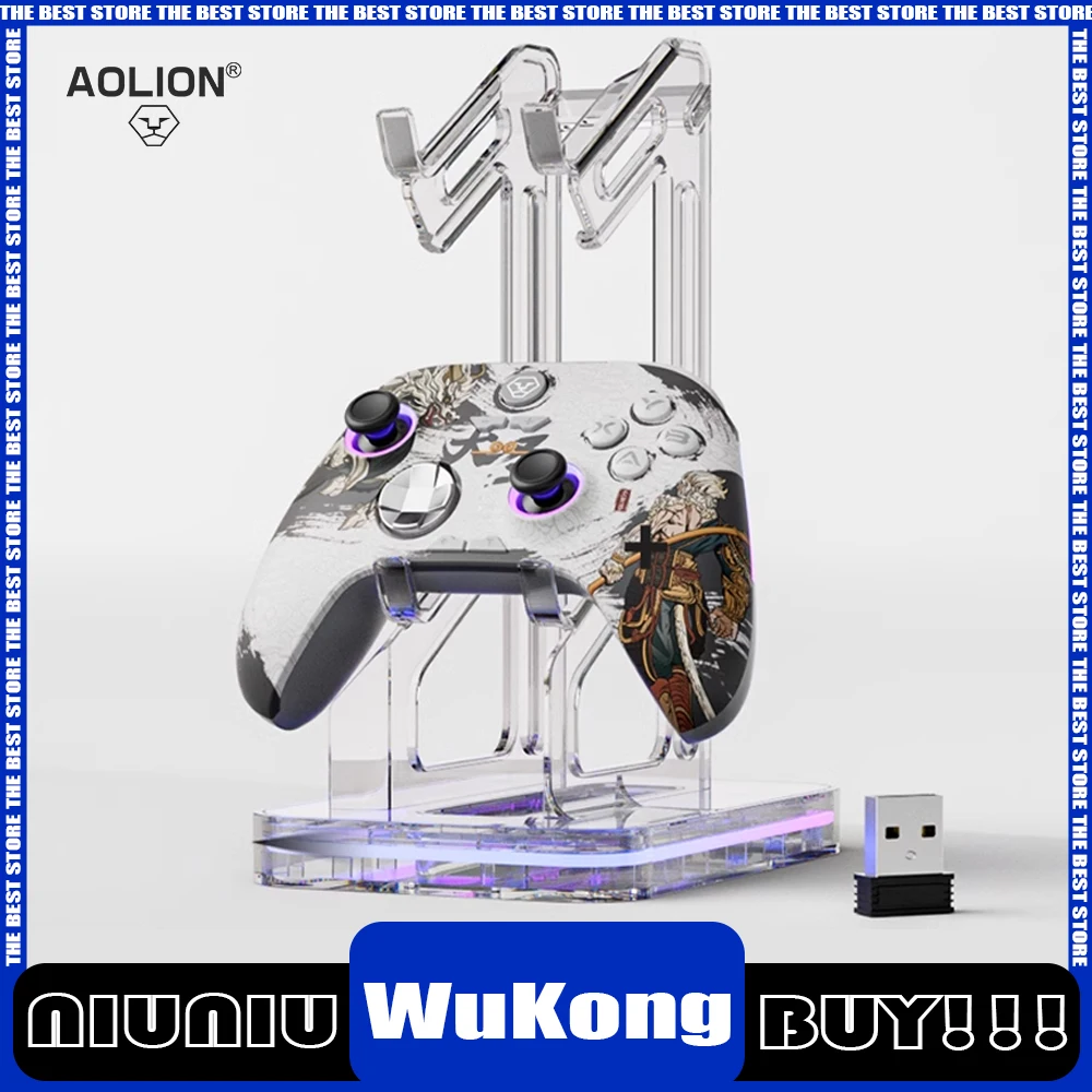 

Геймпад Aolion Wukong с трехрежимным триггером, игровой джойстик с Rgb-подсветкой, Bluetooth, беспроводной контроллер для ПК, геймерский аксессуар, подарки
