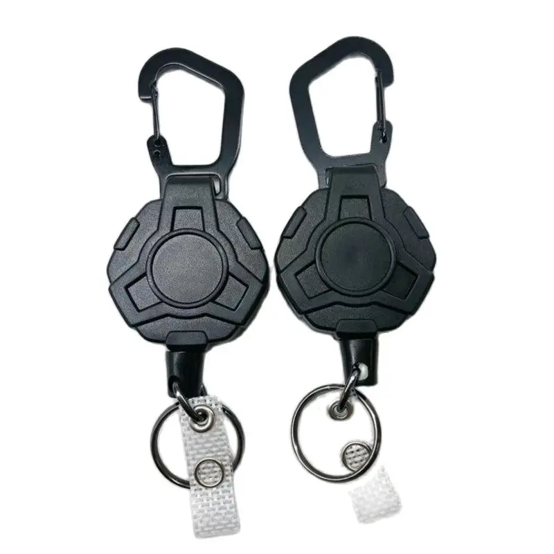 Retractable Keychain Heavy Duty Carabiner Badge Holder Tactical ID Badge Multitool Badge Reel  anti-loss telescopic card clip