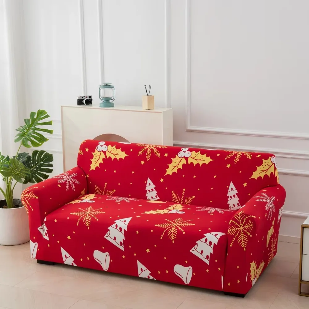 Elastic Christmas Sofa Cover Scratch-Proof All-inclusive Sofa Slipcover Dirt-resistant Red Furniture Protector New Year