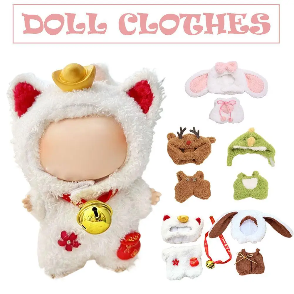

Kawaii комплект одежды с мультяшными животными для 17 см Labubu, мини-кукольная одежда, аксессуары, аксессуары для кукол с милыми животными