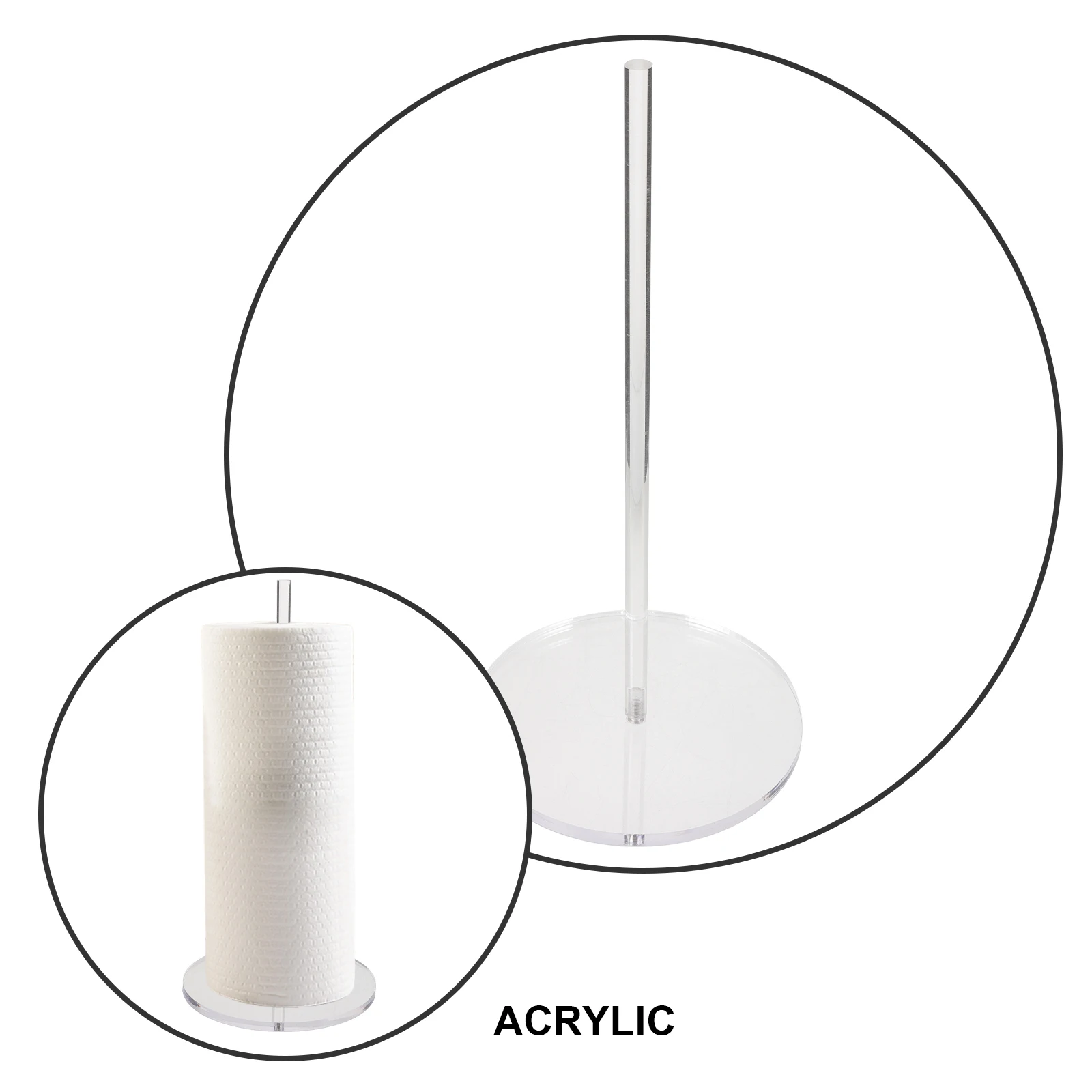 

Sturdy Acrylic Paper Towel Holder Vertical Roll Paper Rack Standing Toilet Tissue Stand For Bathroom Kitchen Farmhouse