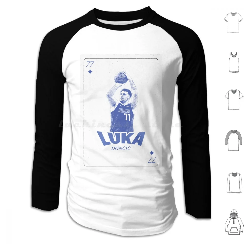 Luka Doncic Hoodies Long Sleeve Luka Doncic Luka Mavericks Dallas The Finals Fan Art Basketball Basket Letter Halftone