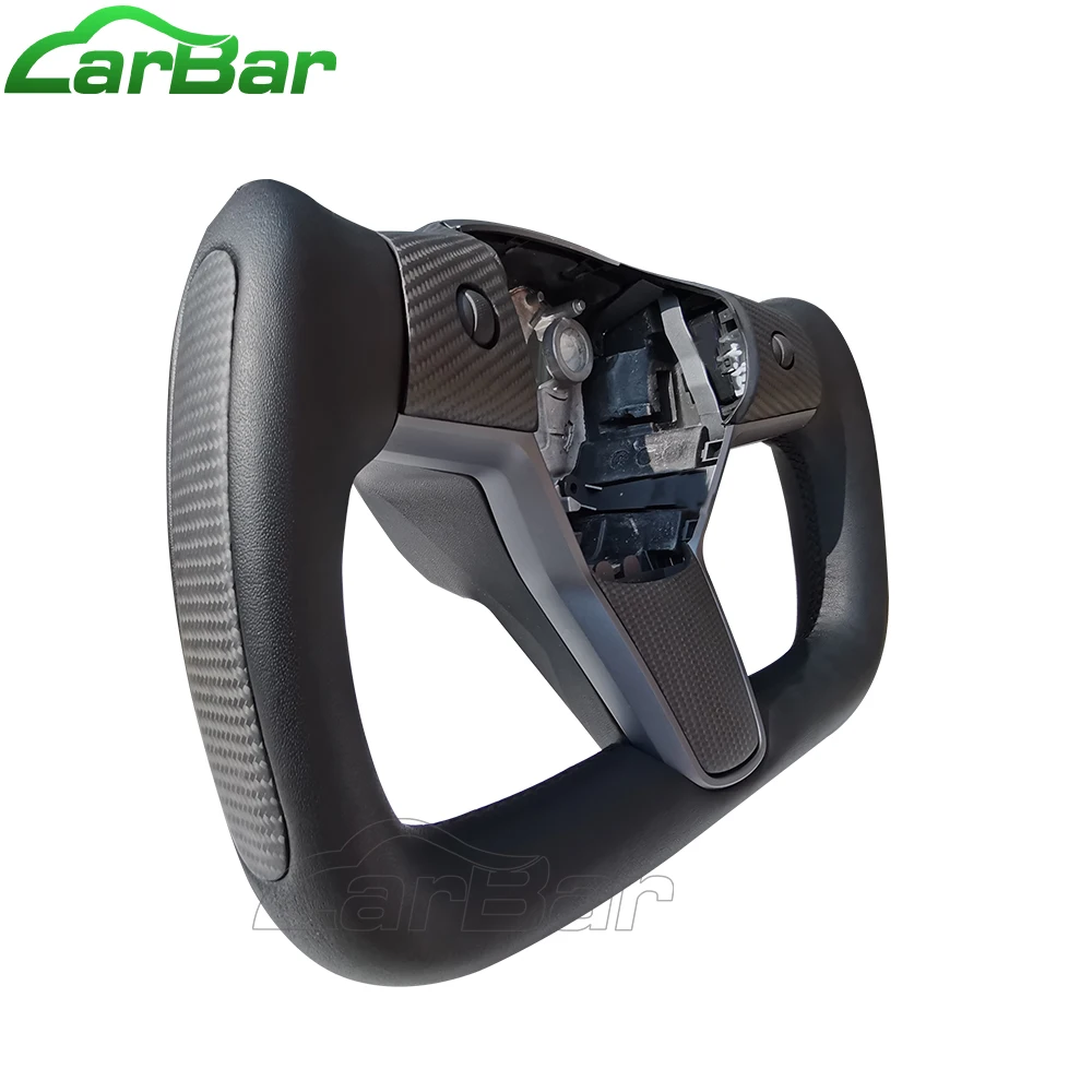 

Carbar Matte Carbon Fiber Yoke Steering Wheel For Tesla Model Y Model 3 2020 2021 2022 With Heating Or No Heating Black Or White