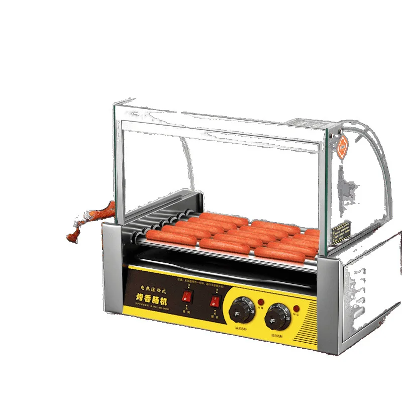 مناسبة لآلة شواء السجق التجارية الصغيرة آلة هوت دوج كشك شواء آلة السجق المنزلية الأوتوماتيكية السجق