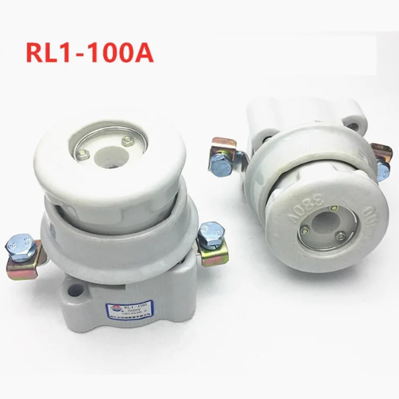 RLS1 RL1-100 100A insurance base old-fashioned ceramic base spiral fuse body base support ceramic fuse tube holder RL1-100 fuse