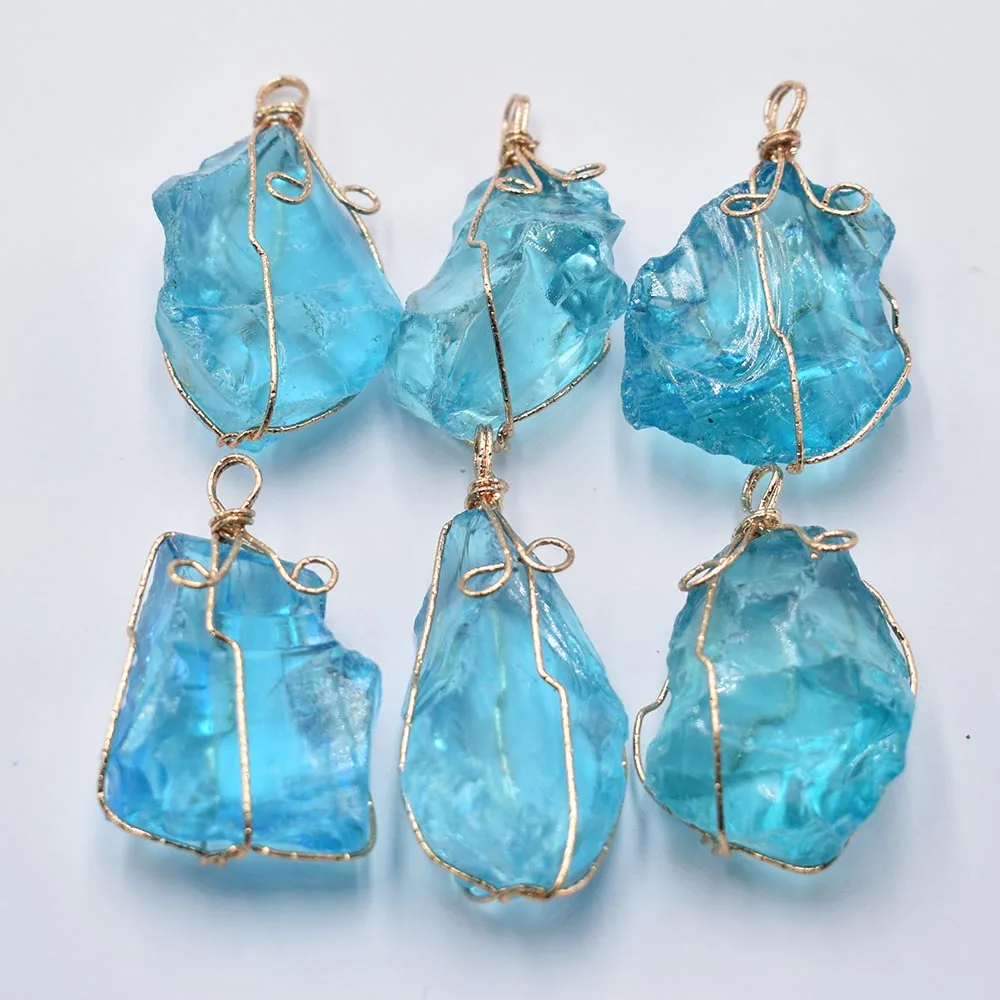 Fashion high quality natural stone Crystal Irregular pendants for jewelry Accessories making 6pcs/lot Wholesale free shipping