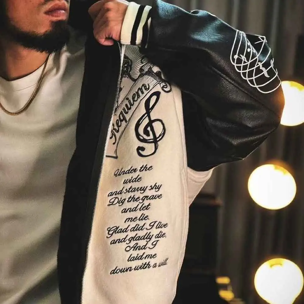 2025 Winter New Men's Embroidered Long-Sleeved Jacket American Retro Fashion Trendy Street Hip Hop Loose Casual Niche Men's Top