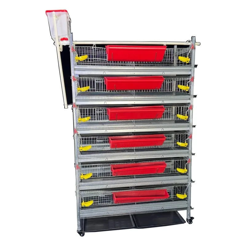 Quail Cage, H-Frame Structure, 360-Degree Wheels, Automatic Feeding, Drinking, and Cleaning, Portable and Durable, for Farm Use