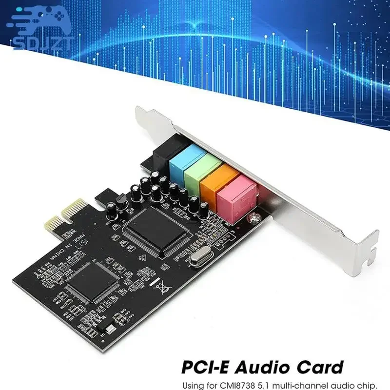 

PCI-E 5.1 Sound Card Computer PCIE 5.1 Channel 3D Audio 6 Channels 3D Games Music Digital Sound Card PCI Express 5.1 CH 24Bit