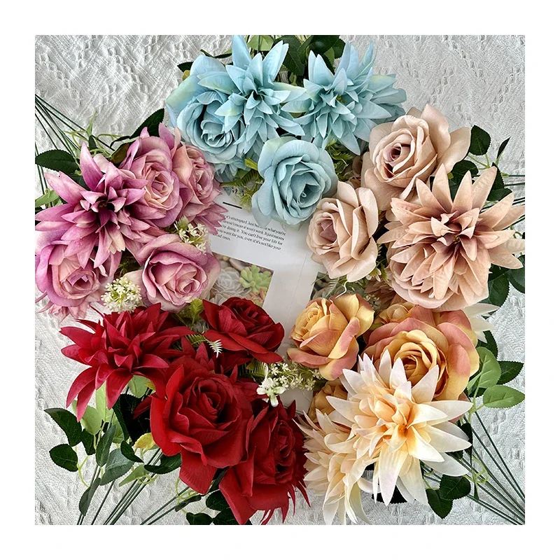 

Valentine's Day Roses Flowers Bouquet Decoration Artificial Dahlia Flower