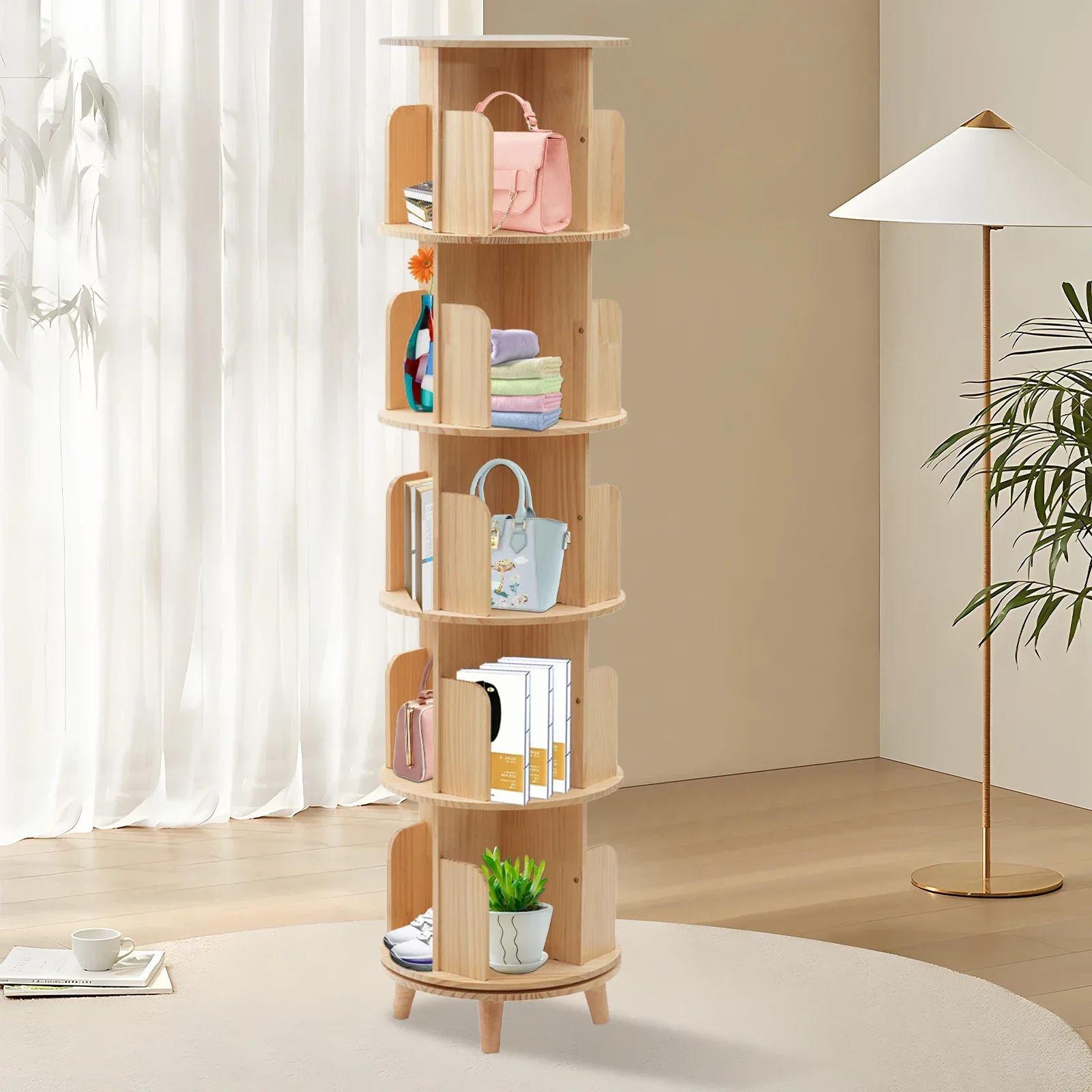 5-Tier Pine Wood Bo…