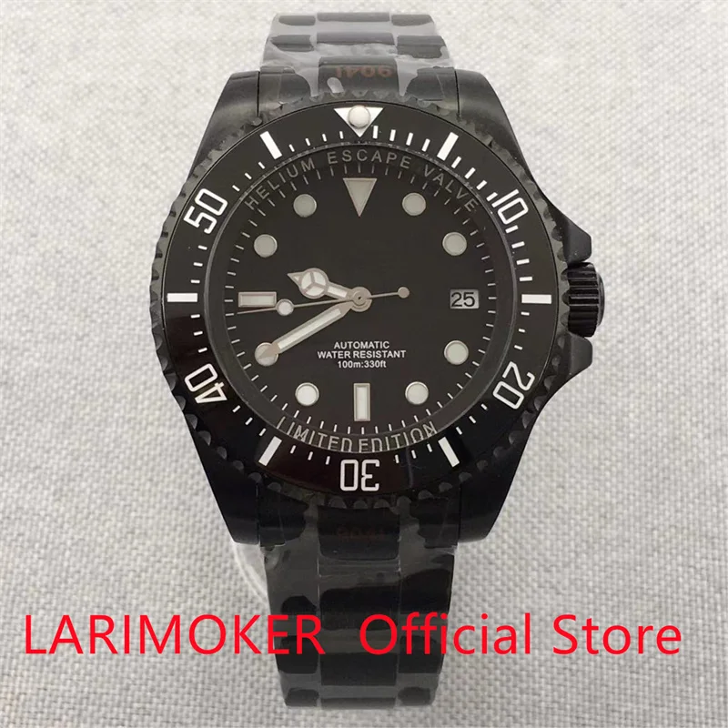 

LARIMOKE SEA Black Dial 43mm Big Mechanical Men Watch Rotating Bezel Ceramic Insert 24 Jewels NH35A MIYOTA 8215 Oyster Strap