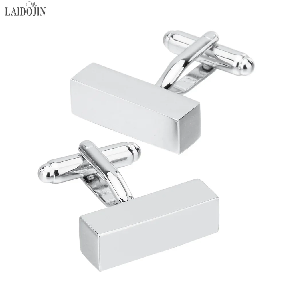 LAIDOJIN Square Cufflinks for Mens Shirt Classic Blank Silver Color Cuff links Brand Special Gift Man Jewelry