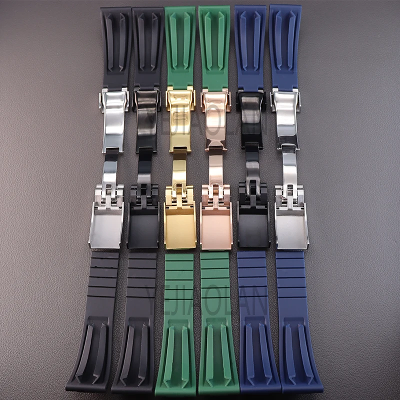 20mm Silicone wristband Watchband Men\'s Watch Strap Parts Stainless Steel Buckle For Daytona SKY-DWELLER YACHT-MASTER nh35 Case