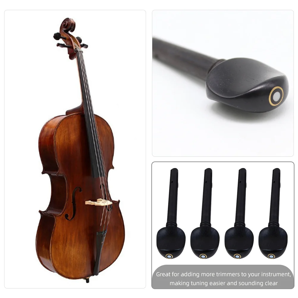 

4Pcs Ebony Violin Tuning Pegs Durable Smooth Surface Professional Musical Instrument Accessories Violin Parts Replacement