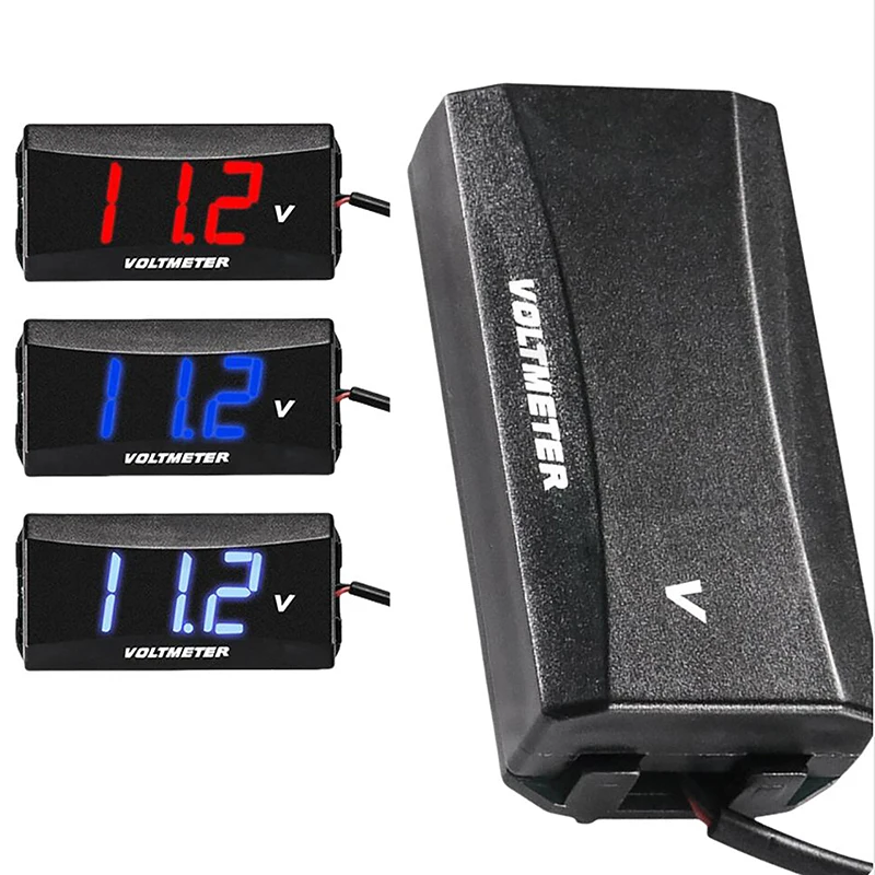 DC 4-28V Car Digital Voltmeter 12V Voltage Meter Car Audio Gauge LED Display 12V Meter Waterproof Voltage Gauge Meter for Car