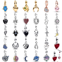 Fit Original Bracelet Mini Dangle ME Series 925 Sterling Silver ME Chained Hearts Mini Red Heart-Shaped zircon Charm Trinket