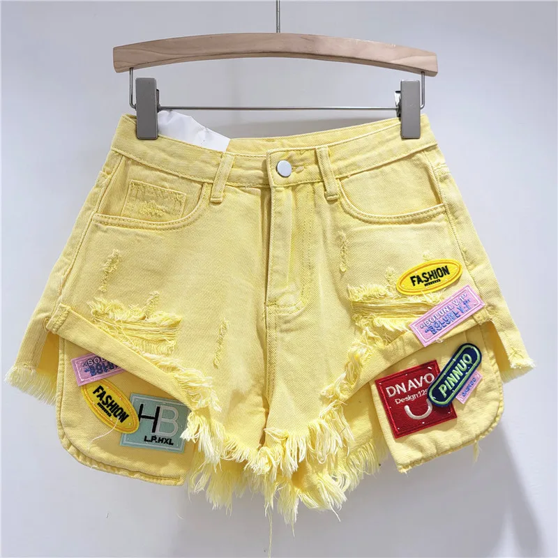 Spice Girls High Street Rough Rim Denim Hot Pants Summer New Skinny Versatile Ripped Shorts Women's Tide  Booty Shorts