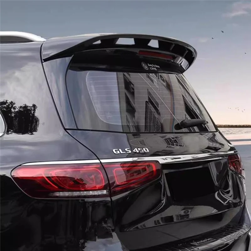 For Mercedes-Benz GLS Series 400 450 Roof Spoiler WING Rear Tail Lip Body Kit, Carbon Fiber Look