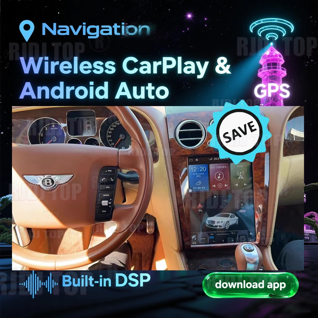 For Bentley GT Continental Flying Spur 2004 -2015 Android Carplay Car Radio Stereo Video Player Multimedia Navigation Screen GPS