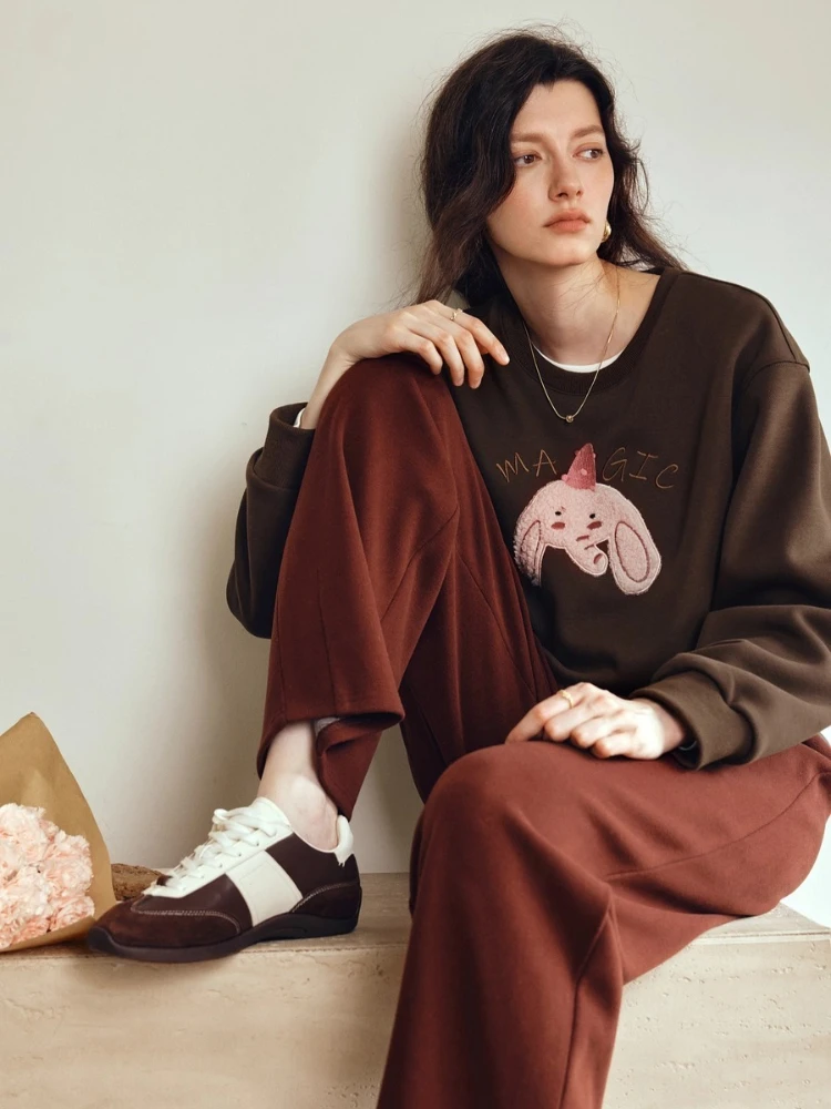 OLrain Woman Sweatshirts 2025 Autumn Casual O-neck Long-sleeve Pullover Sweater Loose Fashion Knit Women's Clothing O57QR000365