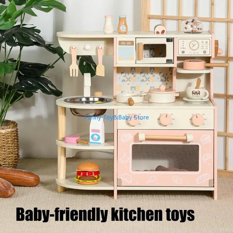 Juego cocina realista para niños 3 años en adelante, materiales madera seguros para inspirar aventuras culinarias C90B