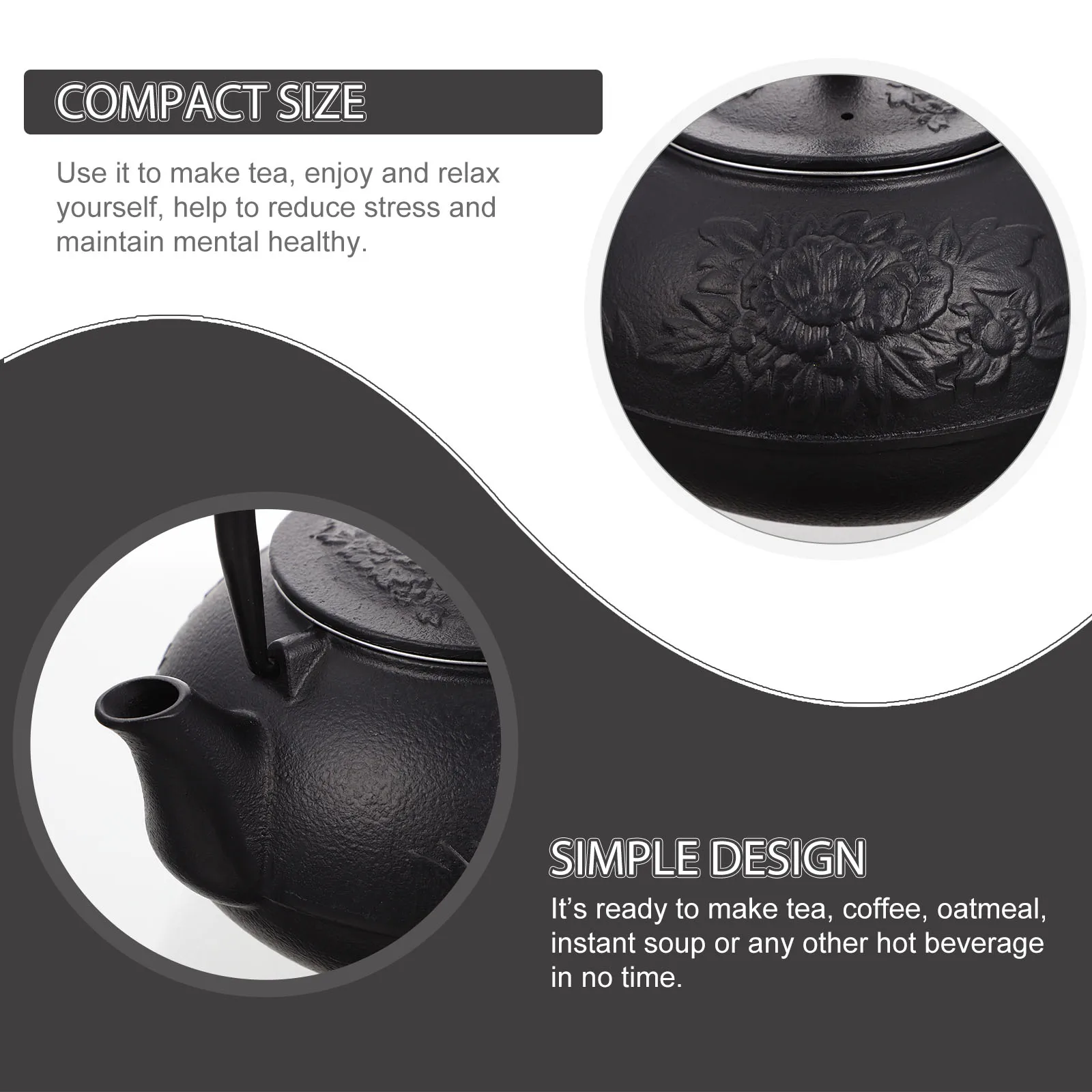 

Cast Iron Teapot Heavy Duty Iron Tea Kettle For Stove Portable Water Heating Pot Kitchen Tea Serving Household Thickened