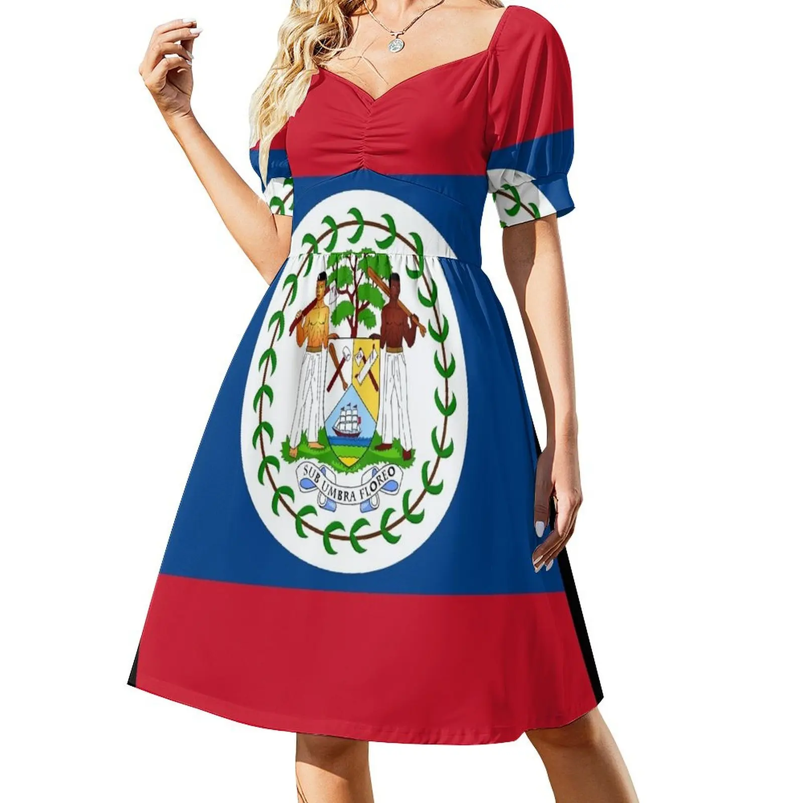 Belize flag Short Sleeved Dress Elegant gown Women's long dress elegant guest wedding dress beach outfits for women