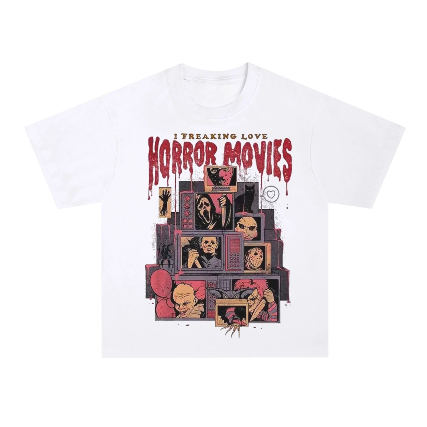 

Scream Clown T-Shirt Horror Movie Vintage Graphic 100% Cotton Crew Neck Short/Long Sleeve Spring Summer Unisex Tees