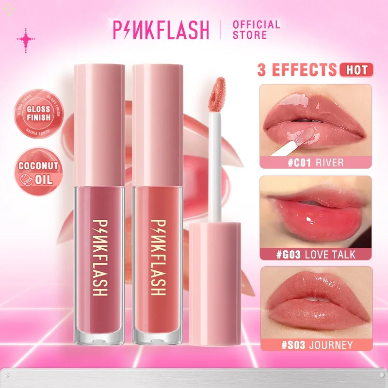 PINKFLASH Shimmer Liquid Lipstick Waterproof Long Lasting Moisturizing Lip Gloss Natural Shine Smooth Lip Tints Makeup Cosmetics