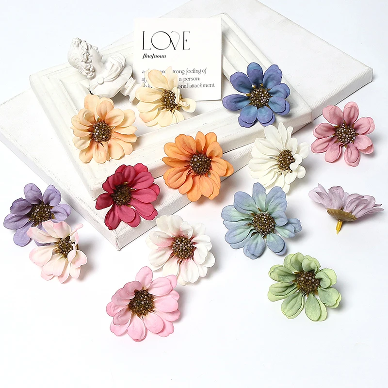 10/30/50Pcs Artificial Flowers Silk Daisy Fake Flowers for Home Decor Wedding Decoration Bridal DIY Wreath Ornaments Accessories