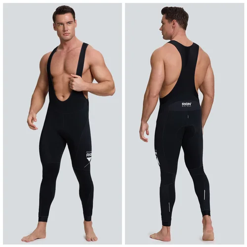 Imagen 2 del producto Pantalones de ciclismo RION para hombre y mujer, pantalones térmicos de invierno para bicicleta, medias para bicicleta de montaña, Baberos acolchados para bicicleta de carretera, babero antisalpicaduras a prueba de vie