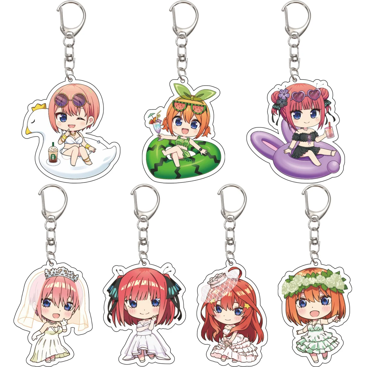 55MM Anime The Quintessential Quintuplets ‌   Nakano Nino Nakano Miku Nakano Yotsuba Nakano Ichika ‌ ‌ ‌   Acryl-Schlüsselanhänger Niedliche Geschenke