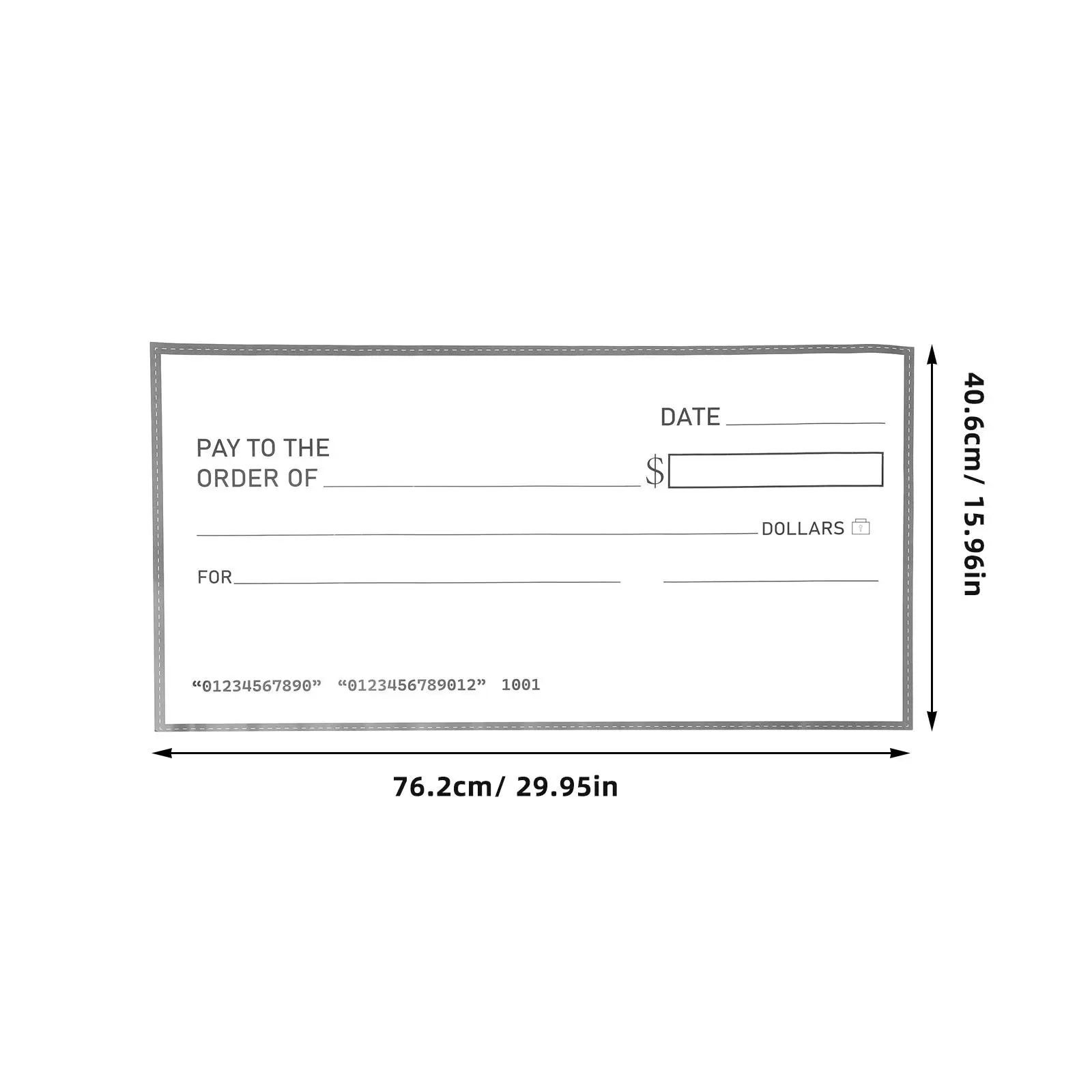 100X Giant Fake Check Waterproof Dry Erase Prank Board Oversized Bank Personal Blank Paper Jumbo Presentation Sign Large Party