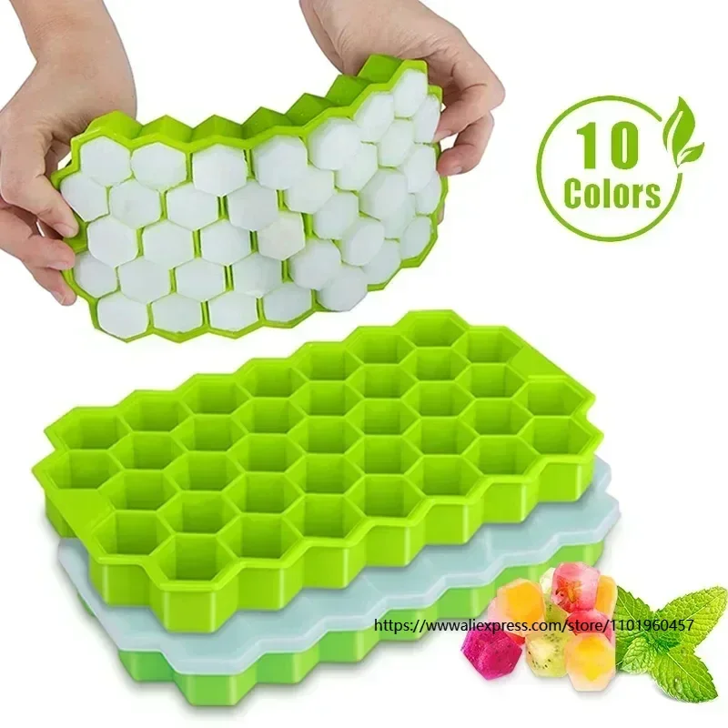 Summer Essential: Food Grade Silicone Honeycomb Ice Maker with 37 Grids for Easy Release