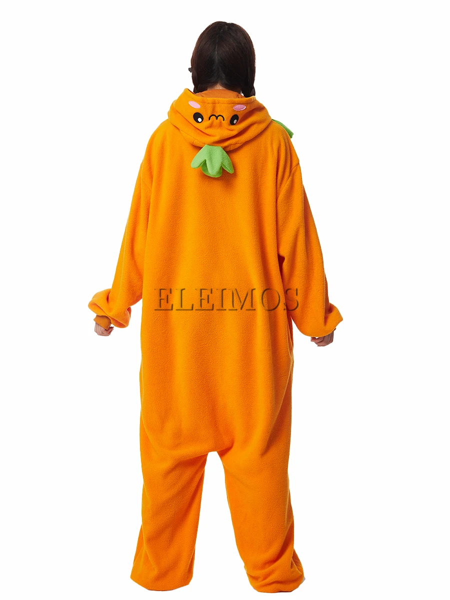 Kigurumi Onesie Orange Pajamas For Adult Women Men Cute Animal Fruit Pyjamas Homewear Halloween Cosplay Party Costume