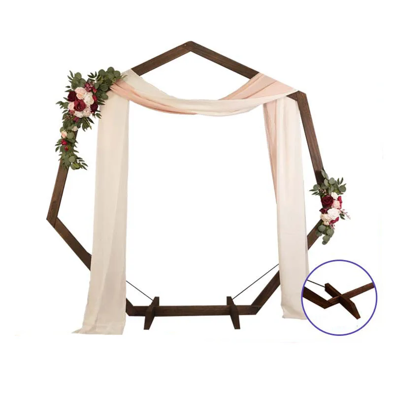 Heptagon Wedding Wooden Wood Arch Backdrop Stand For Wedding Events Party