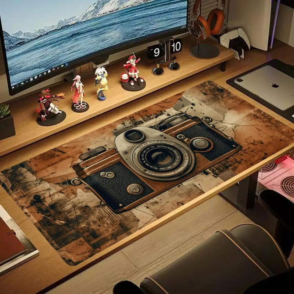 Retro camera design Mouse Pad Large Computer Office Game Table Mats Rubber Anti-slip Gaming Keyboard Mousepads Long Desk Pads
