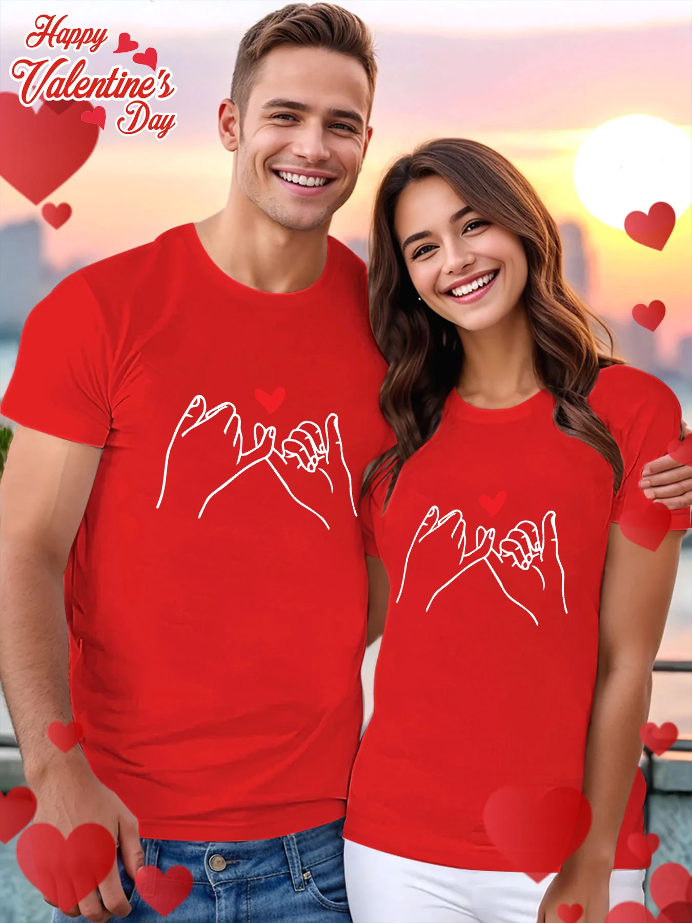 화이트 하트 디자인 슬리브 풀오버 여성용 캐주얼 스포츠웨어 발렌타인 데이 사랑 제스처 그래픽 미니멀리스트