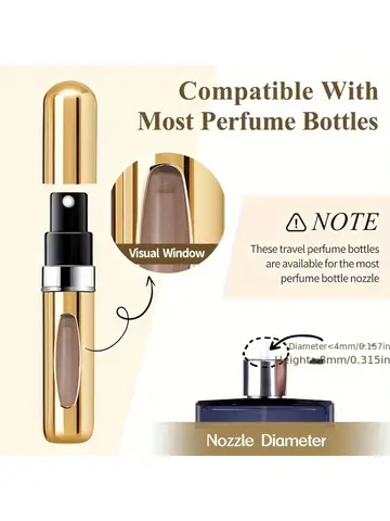 Mini Refillable Perfume Atomizer Aluminum, Travel Perfume Atomizer 5ml, Portable Perfume Dispenser, Refillable Perfume Case Rugg