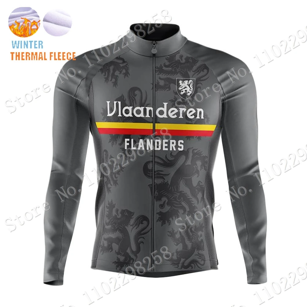 2024 Winter Vlaanderen Flanders Cycling Jersey Long Sleeve Belgium Clothing Race Road Bike Shirts Bicycle Tops MTB Uniform