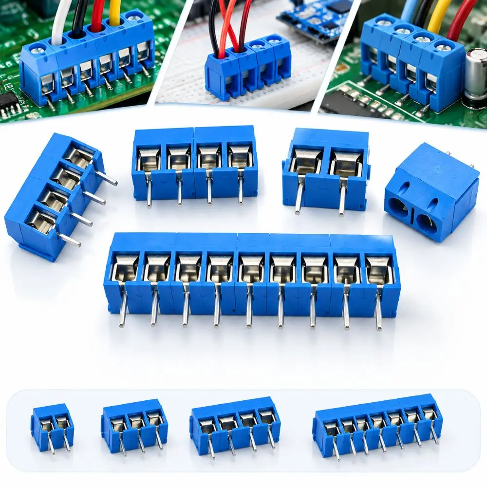 5.0mm Pitch Barrier Terminal Connector PBT Plastic Body Straight Pin Terminal Block Adapter Spliceable 2P/6P