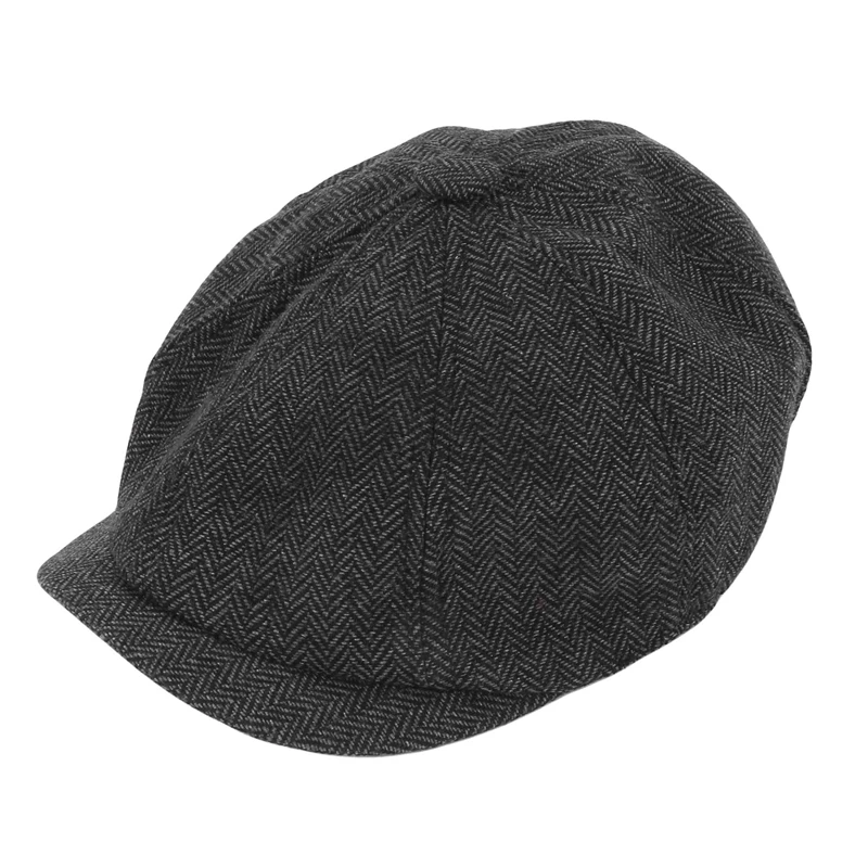 Men Beret Vintage Herringbone Tweed Peaky Blinders Hat Newsboy Beret Hat Spring Flat Peaked Beret Hats